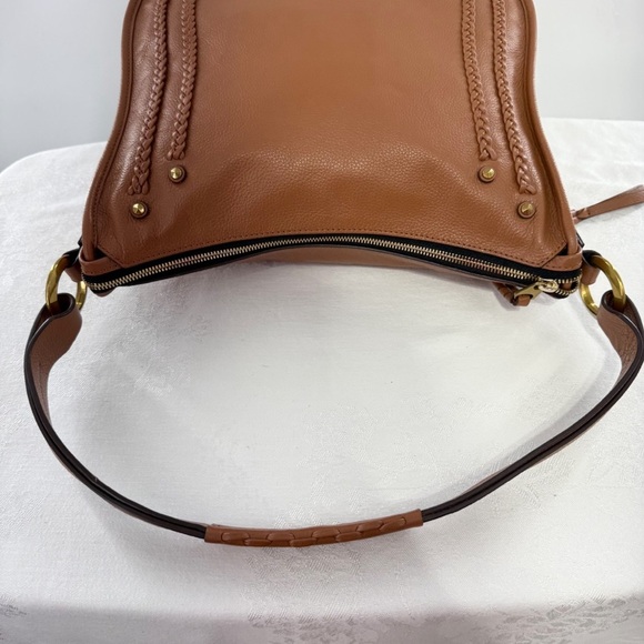 orYANY Brown Braided Leather Shoulder Bag – Gold Hardware, Boho Crossbody Style - Picture 12 of 16